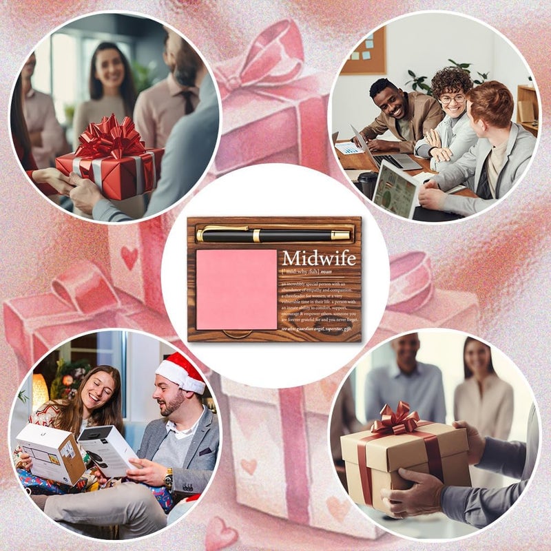 CWGOTC Midwife Appreciation Gifts for Women, Wooden Sticky Note Holder Desk Organizer, Thank You Gift for Midwives, Birthday Graduation Gift Idea for Certified Nurse Midwife, Rustic Office Decor YCB64 - Image 5
